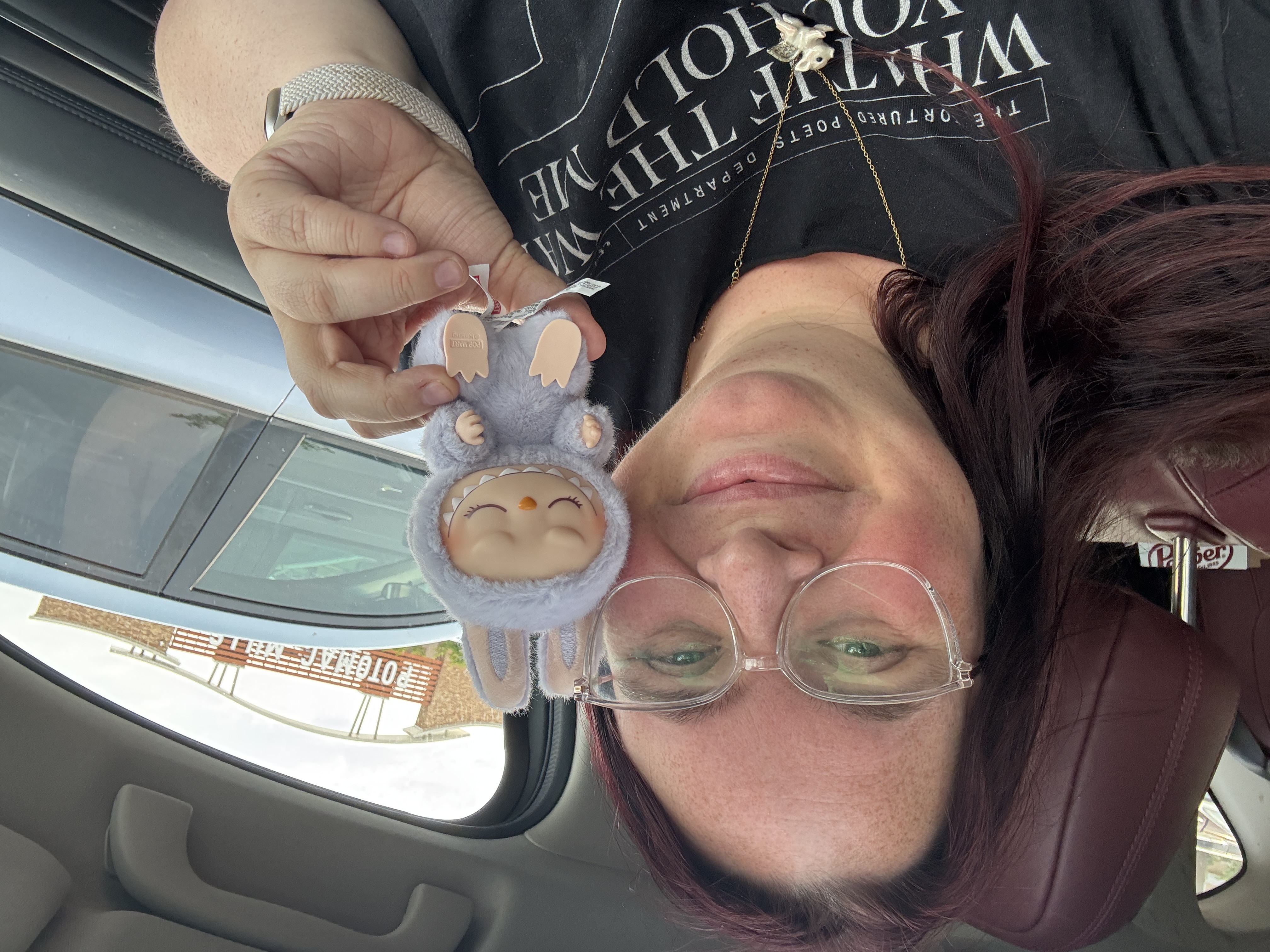 Laura with her first Labubu
